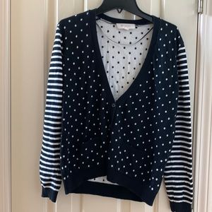Polka dot and stripe sweater